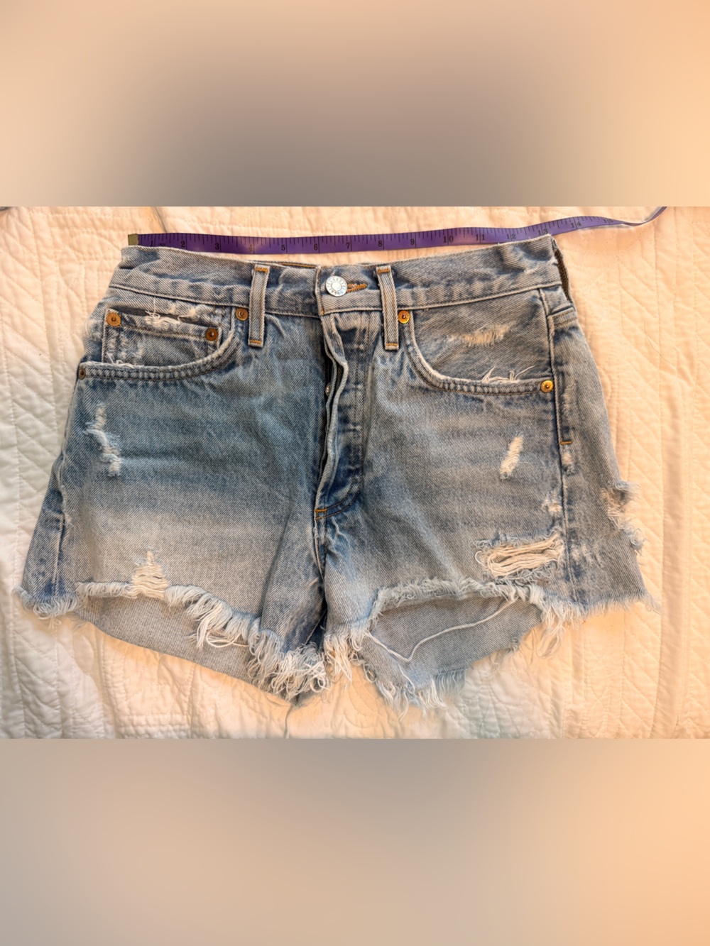 Agolde Distressed Light Blue Women's Denim Shorts Sz 24